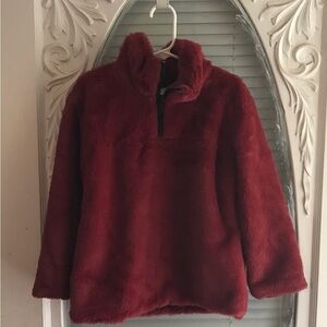 Fuzzy Maroon Burgundy Pullover